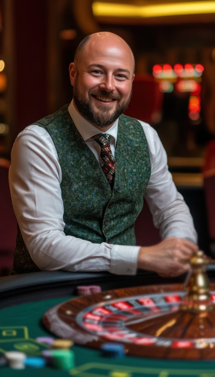 m77 slot live casino studio with professional dealers and multi-camera broadcast setup